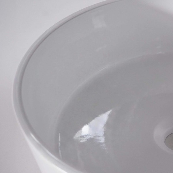 Rundes Aufsatzwaschbecken aus Keramik, glänzend weiß – Rundo