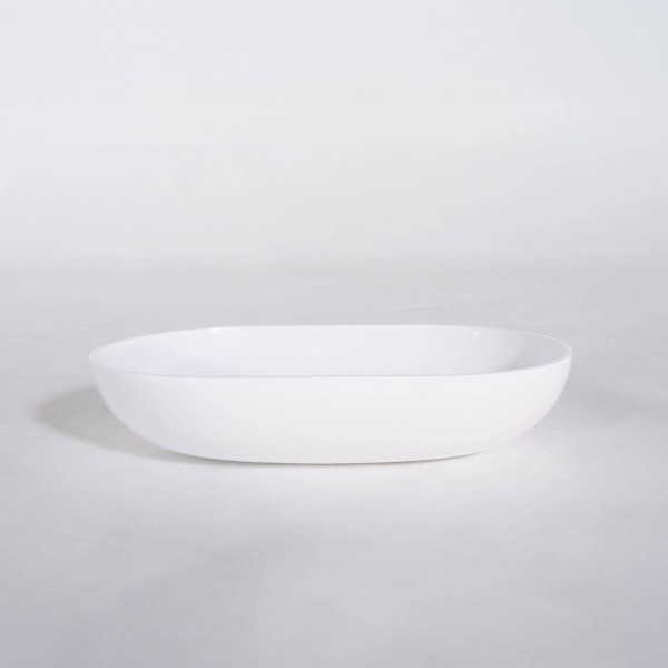 Ovales Aufsatzwaschbecken aus Keramik, glänzend weiß – Slender