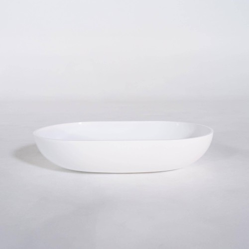 Ovales Aufsatzwaschbecken aus Keramik, glänzend weiß – Slender