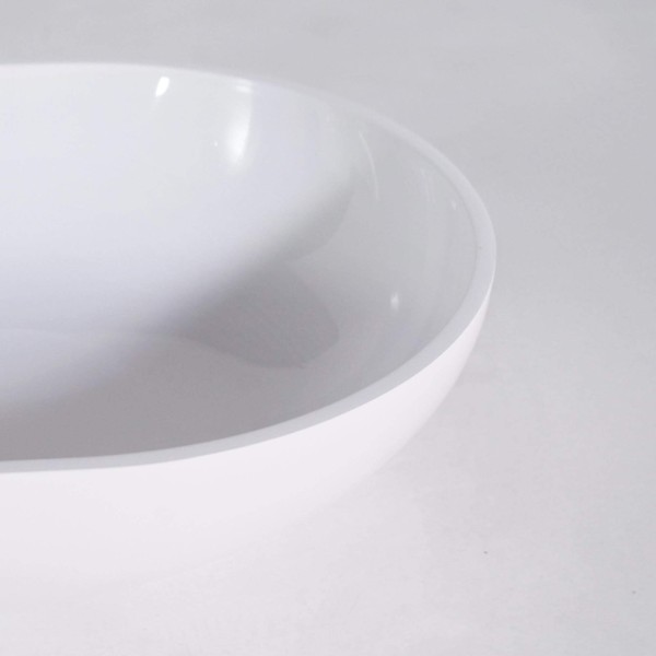 Ovales Aufsatzwaschbecken aus Keramik, glänzend weiß – Slender