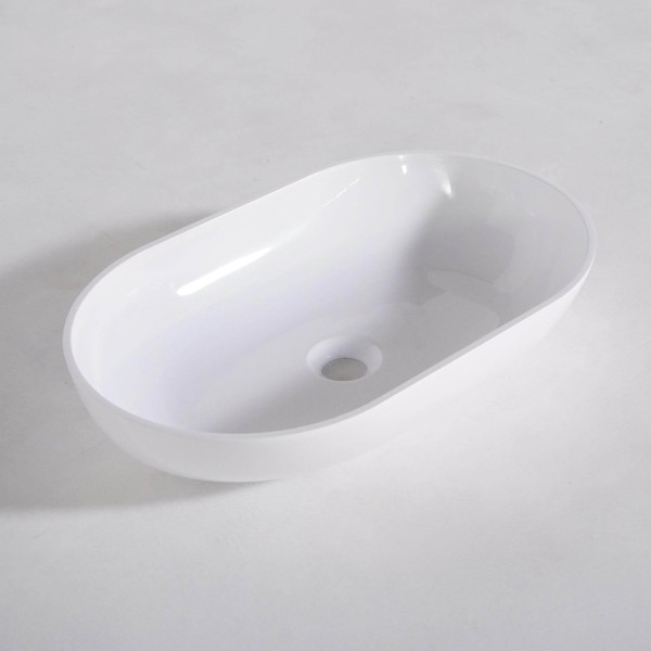 Ovales Aufsatzwaschbecken aus Keramik, glänzend weiß – Slender
