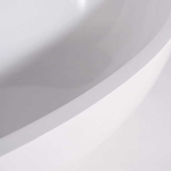Ovales Aufsatzwaschbecken aus Keramik, glänzend weiß – Vase