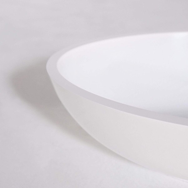 Ovales Aufsatzwaschbecken aus Keramik, glänzend weiß – Vase