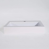 Rechteckiges Aufsatzwaschbecken aus Keramik, glänzend weiß – Odon