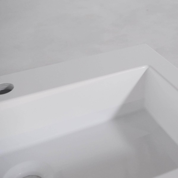 Rechteckiges Aufsatzwaschbecken aus Keramik, glänzend weiß – Odon