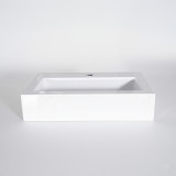 Rechteckiges Aufsatzwaschbecken aus Keramik, glänzend weiß – Odon