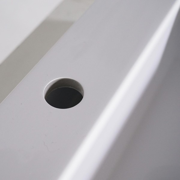 Rechteckiges Aufsatzwaschbecken aus Keramik, glänzend weiß – Odon