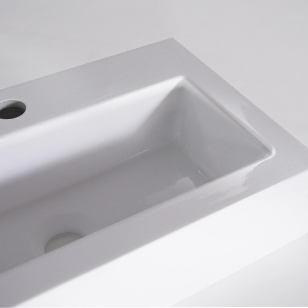 Rechteckiges Aufsatzwaschbecken aus Keramik, glänzend weiß – Odon