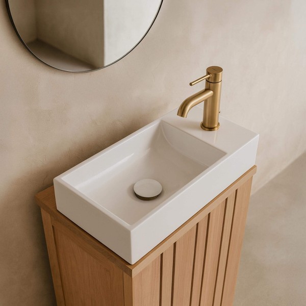 Aufsatzwaschbecken aus Keramik, glänzend weiß – Klepsy