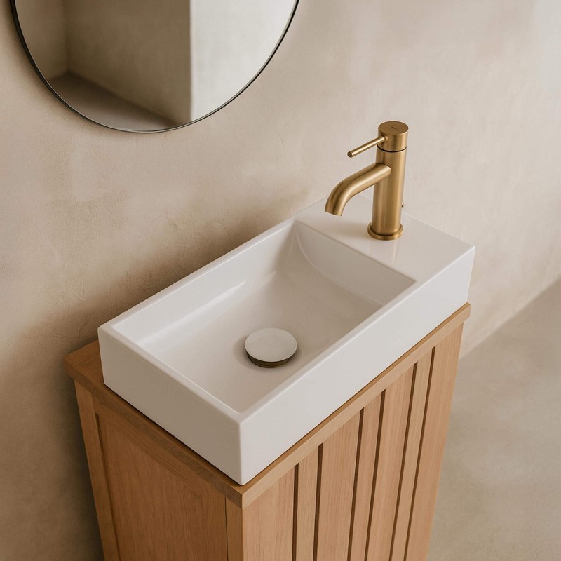 Aufsatzwaschbecken aus Keramik, glänzend weiß – Klepsy