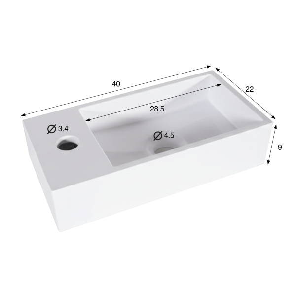 Aufsatzwaschbecken aus Keramik, glänzend weiß – Klepsy