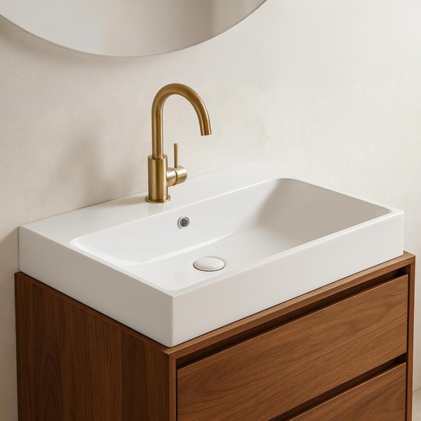 Keramik-Waschbecken fürs Badezimmer, glänzend weiß – Anna