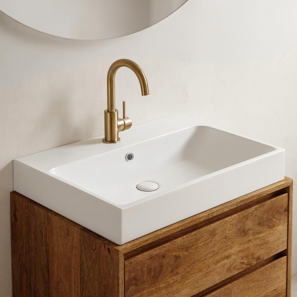 Keramik-Waschbecken fürs Badezimmer, matt weiß – Anna