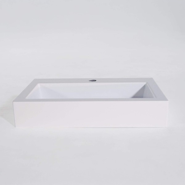 Rechteckiges Aufsatzwaschbecken aus Keramik, matt weiß – Odon