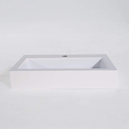Rechteckiges Aufsatzwaschbecken aus Keramik, matt weiß – Odon