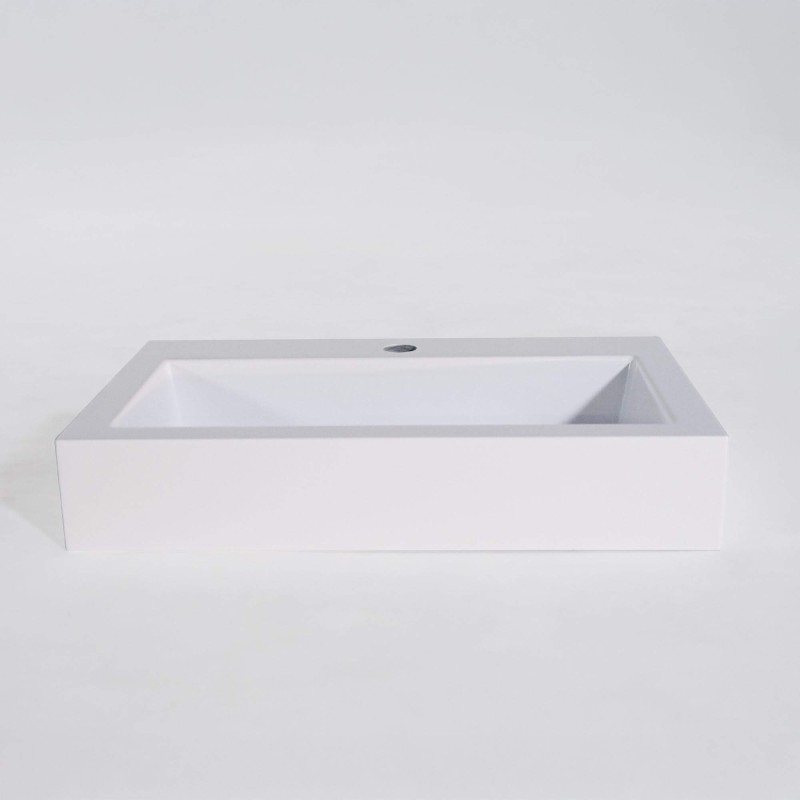 Rechteckiges Aufsatzwaschbecken aus Keramik, matt weiß – Odon