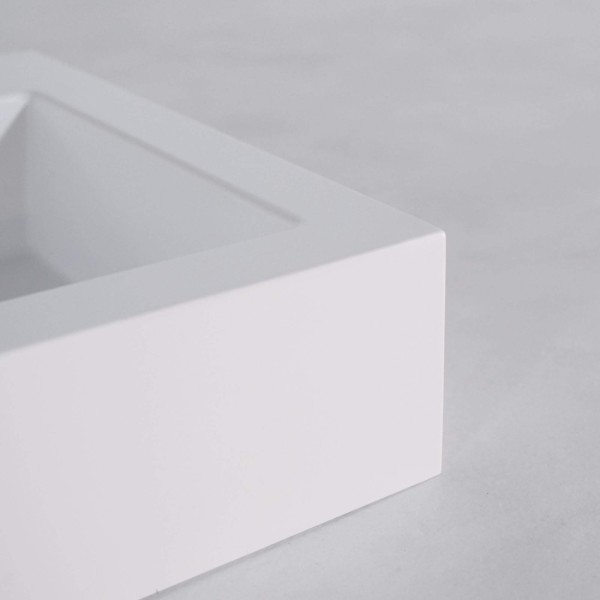 Rechteckiges Aufsatzwaschbecken aus Keramik, matt weiß – Odon