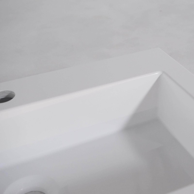 Rechteckiges Aufsatzwaschbecken aus Keramik, matt weiß – Odon