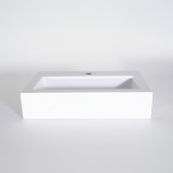 Rechteckiges Aufsatzwaschbecken aus Keramik, matt weiß – Odon