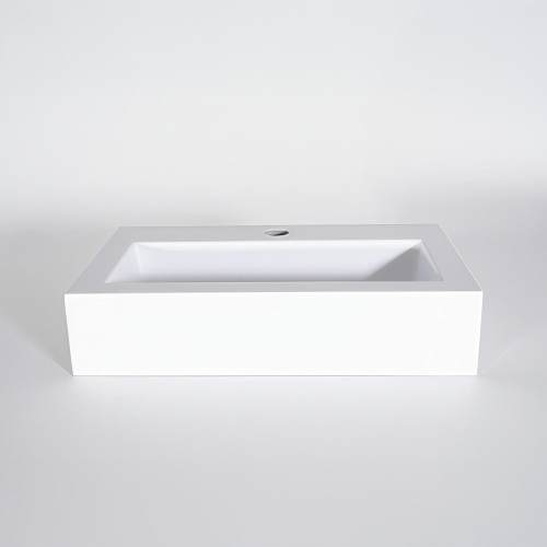 Rechteckiges Aufsatzwaschbecken aus Keramik, matt weiß – Odon