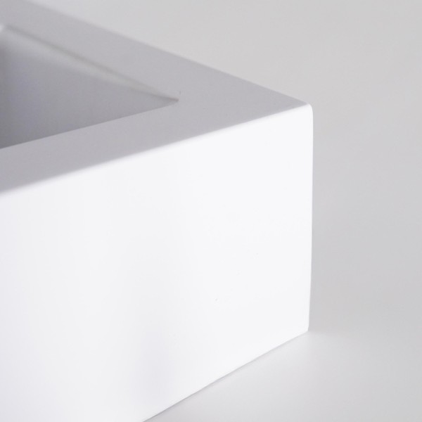 Rechteckiges Aufsatzwaschbecken aus Keramik, matt weiß – Odon