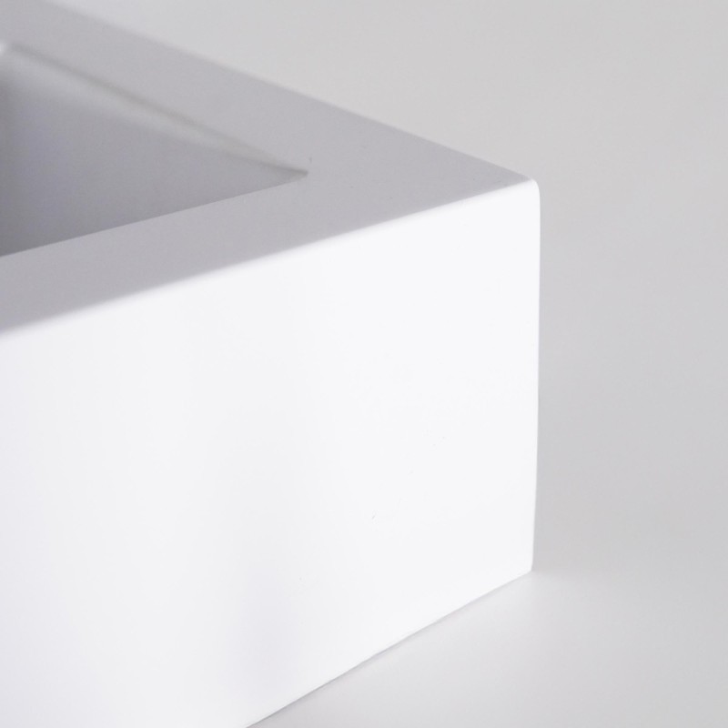 Rechteckiges Aufsatzwaschbecken aus Keramik, matt weiß – Odon