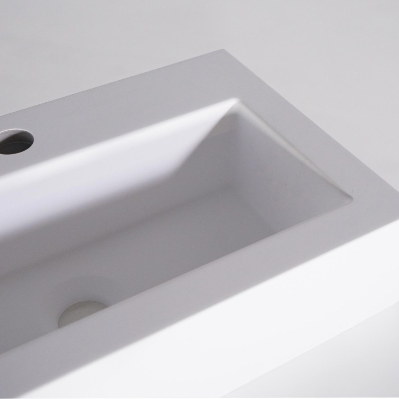 Rechteckiges Aufsatzwaschbecken aus Keramik, matt weiß – Odon