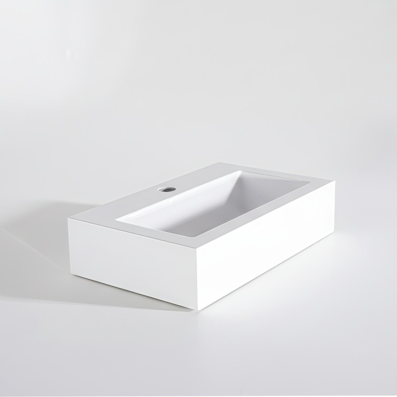 Rechteckiges Aufsatzwaschbecken fürs Bad, matt weiß, Mineralguss - Odon