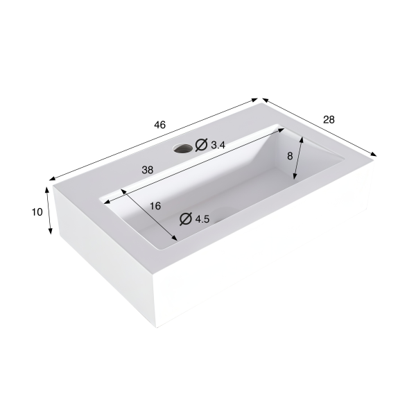 Rechteckiges Aufsatzwaschbecken aus Keramik, matt weiß – Odon