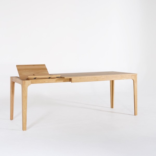 Rechteckiger Esstisch aus Eichenholz 140 × 80 cm mit 50 cm Verlängerungsplatte