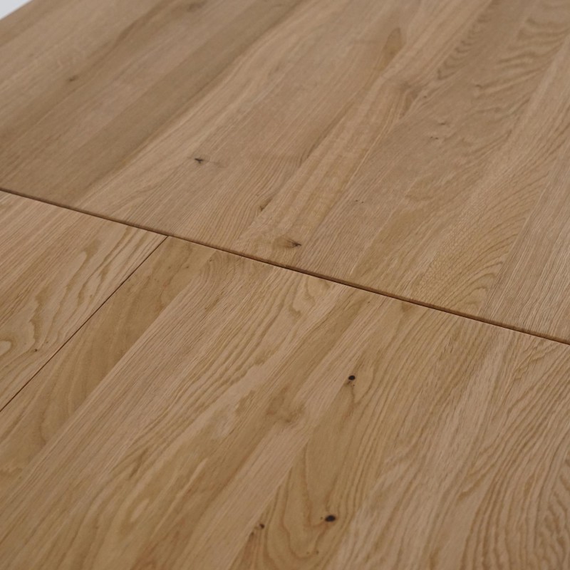 Rechteckiger Esstisch aus Eichenholz 140 × 80 cm mit 50 cm Verlängerungsplatte