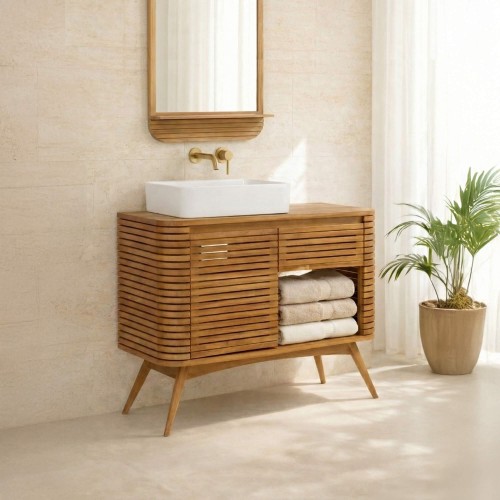 Waschtischunterschrank aus massivem Teakholz - Kama