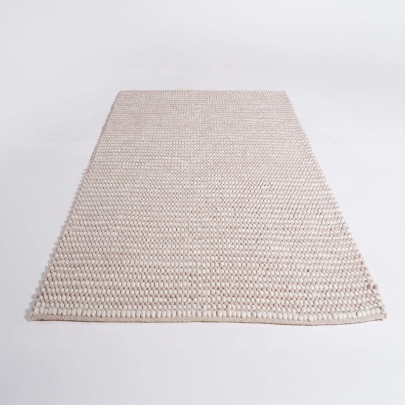 Woll- und Baumwollteppich 140x200 cm, Weiß-Beige - Tessa
