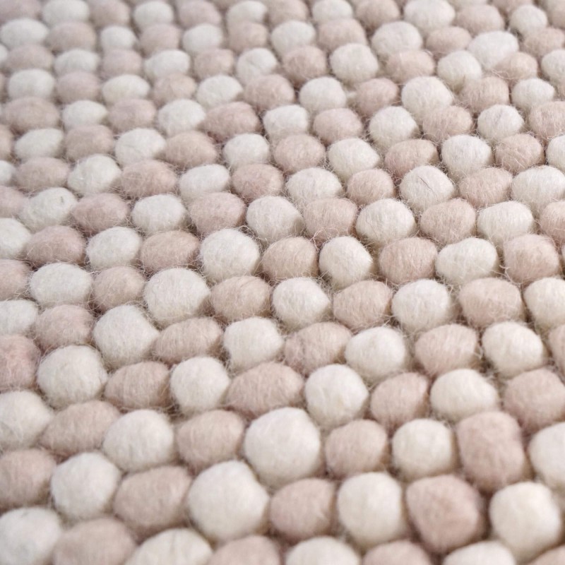 Woll- und Baumwollteppich 140x200 cm, Weiß-Beige - Tessa