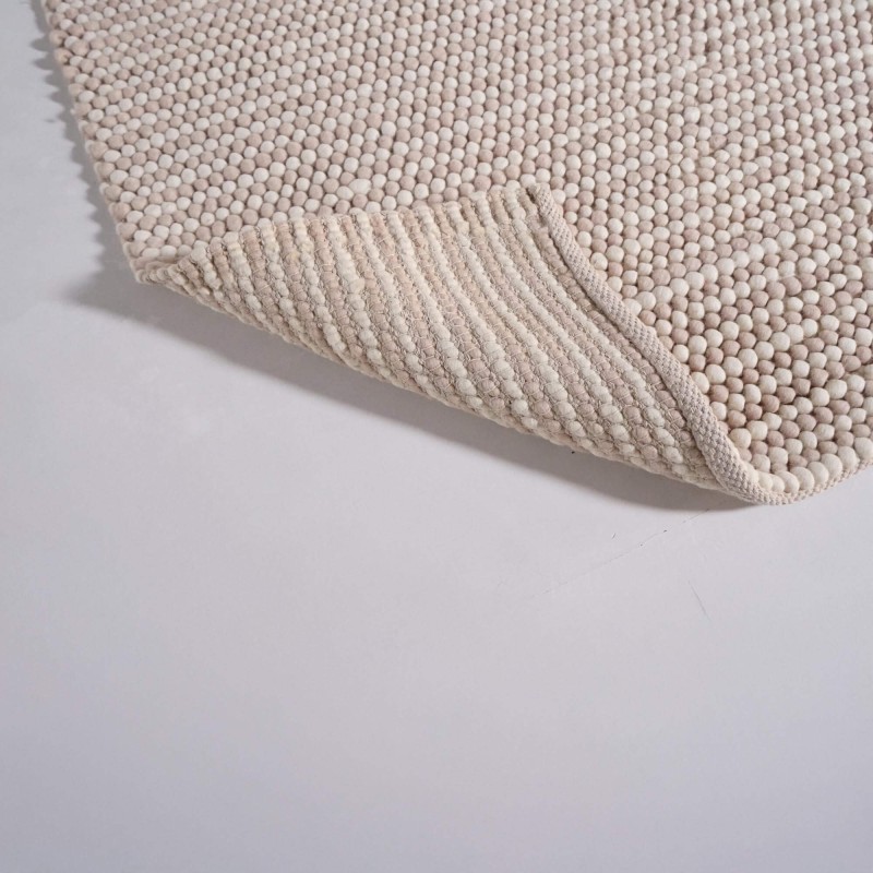 Woll- und Baumwollteppich 140x200 cm, Weiß-Beige - Tessa