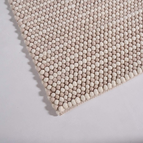 Woll- und Baumwollteppich 140x200 cm, Weiß-Beige - Tessa