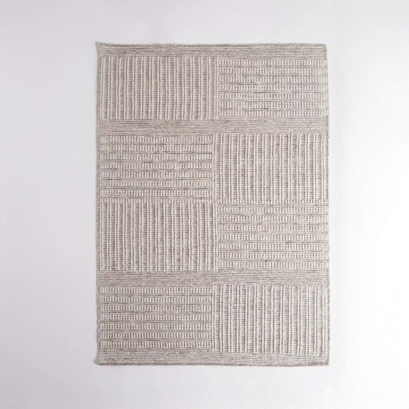 Wollteppich 140x200 cm, Weiß-Schwarz - Wola