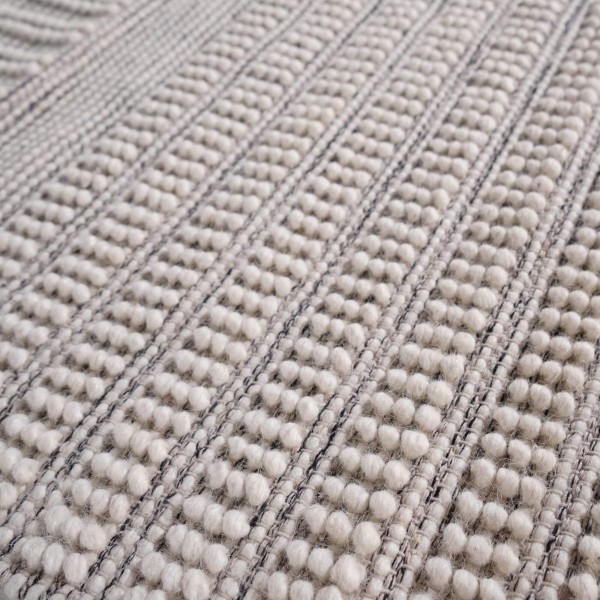 Wollteppich 140x200 cm, Weiß-Schwarz - Wola