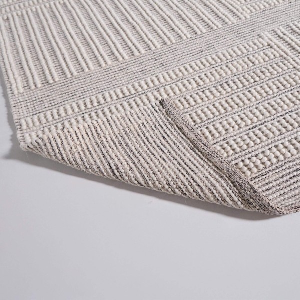 Wollteppich 140x200 cm, Weiß-Schwarz - Wola