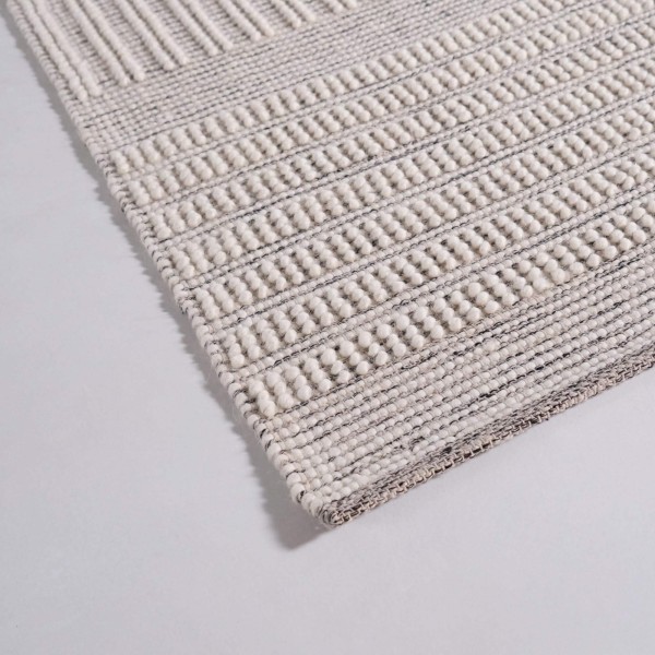 Wollteppich 140x200 cm, Weiß-Schwarz - Wola