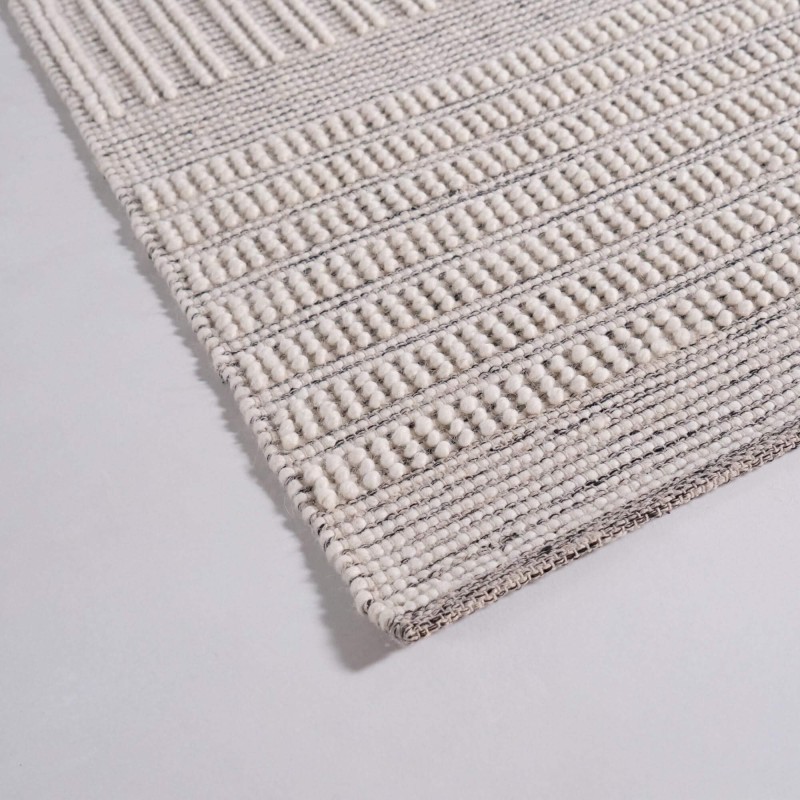 Wollteppich 140x200 cm, Weiß-Schwarz - Wola