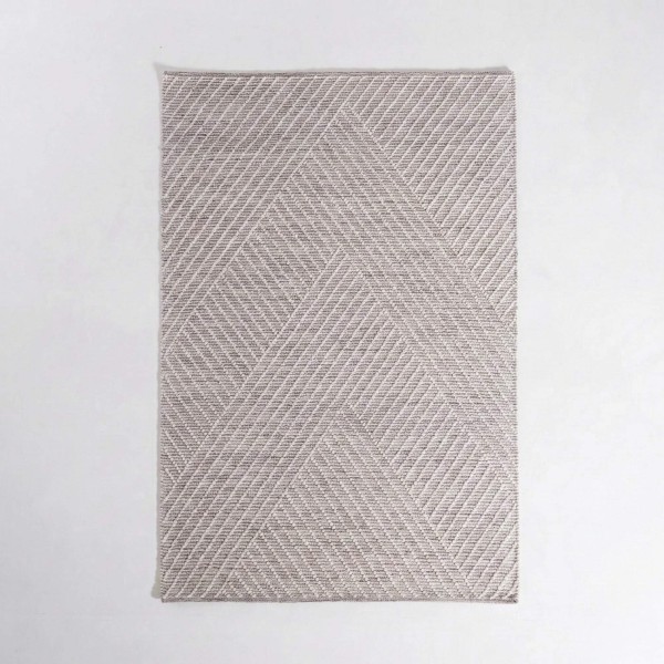 Wollteppich 140x200 cm, Weiß-Schwarz - Arvo