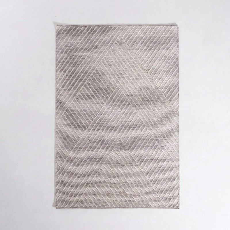 Wollteppich 140x200 cm, Weiß-Schwarz - Arvo