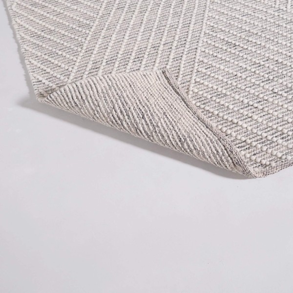 Wollteppich 140x200 cm, Weiß-Schwarz - Arvo