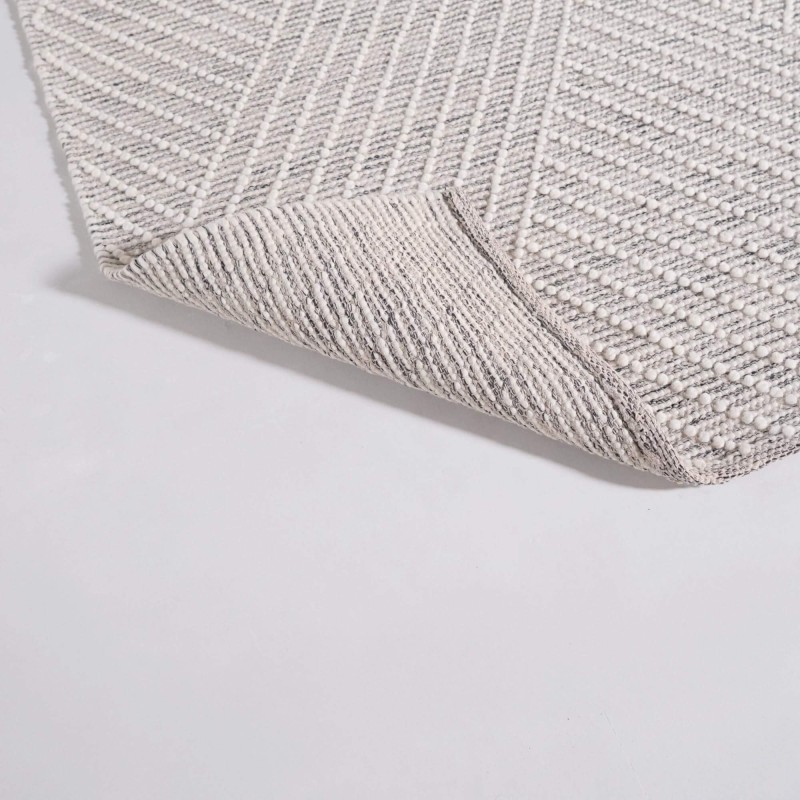 Wollteppich 140x200 cm, Weiß-Schwarz - Arvo