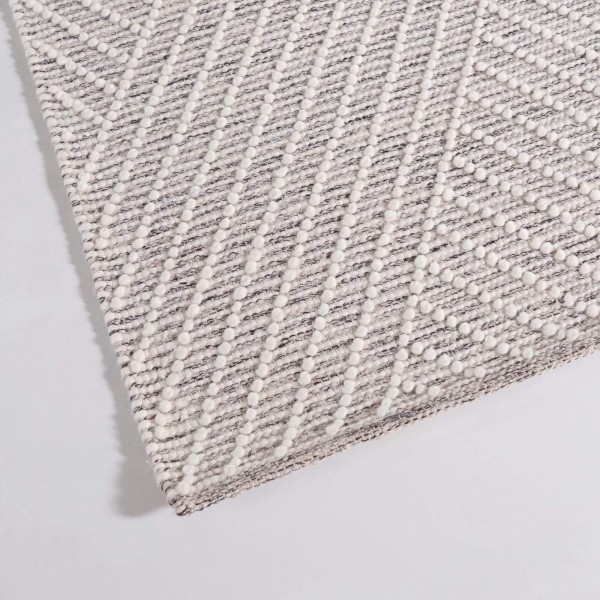 Wollteppich 140x200 cm, Weiß-Schwarz - Arvo