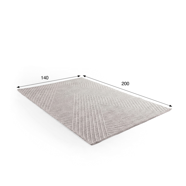 Wollteppich 140x200 cm, Weiß-Schwarz - Arvo