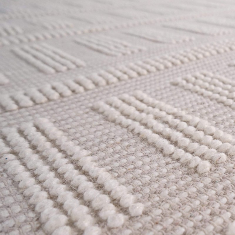 Wollteppich 140x200 cm, Weiß-Beige - Vela