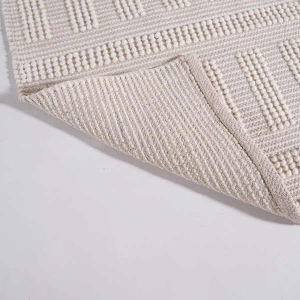 Wollteppich 140x200 cm, Weiß-Beige - Vela