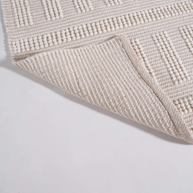 Wollteppich 140x200 cm, Weiß-Beige - Vela